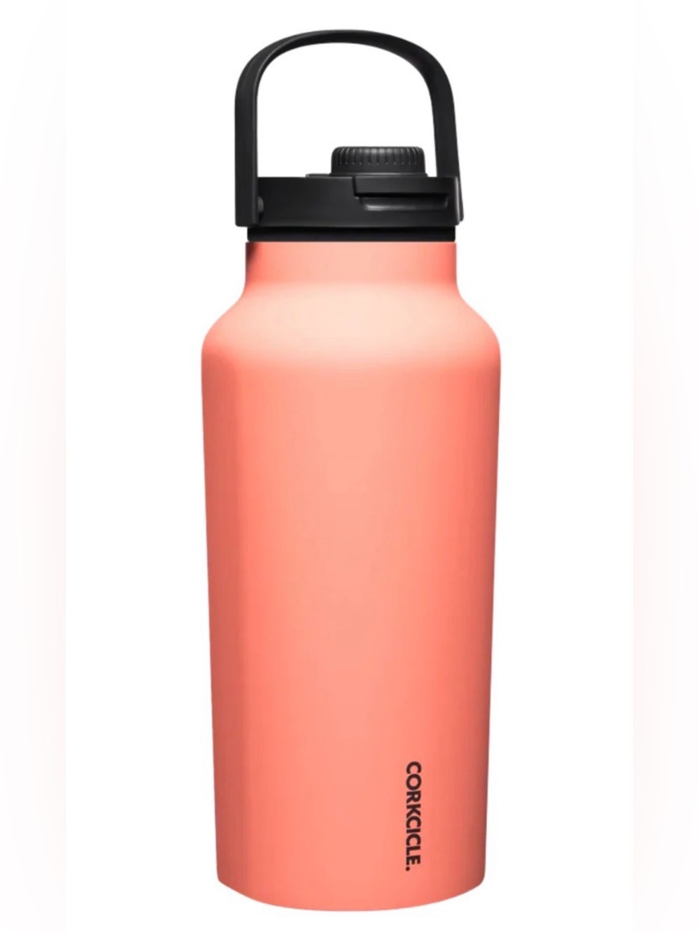Corkcicle Coral 64 oz Sport Jug Triple Insulated Bottle with Black Lid & Handle
